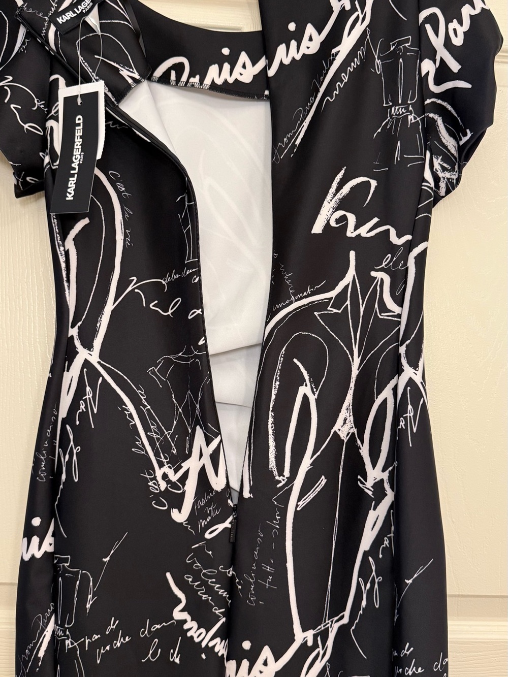 Karl Lagerfeld Black Dress with White Script Print - Picture 6 of 7